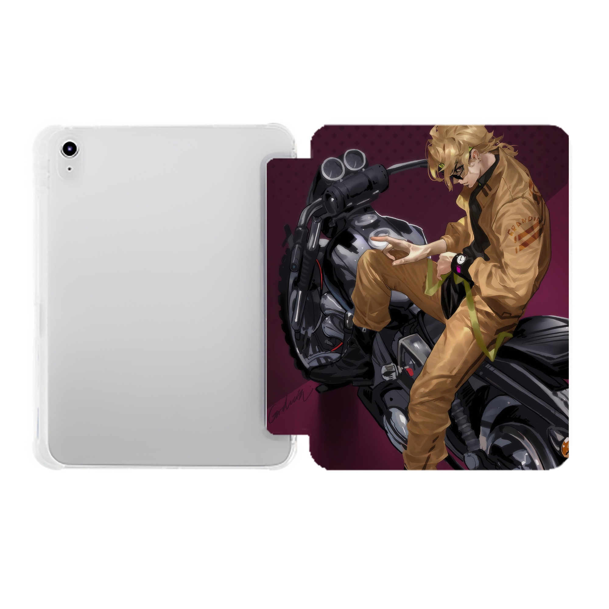 （画像用） ジョジョの奇妙な冒険 JoJo's Bizarre Adventure IPad ケース ペン収納付き 三つ折りスタンド PUレザー×シリコン 対応機種9.5/10.5/10.9インチ